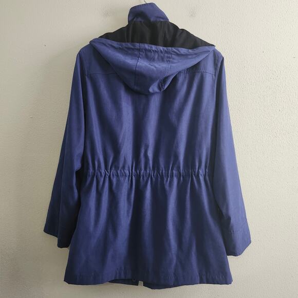 FSL Collection Women's Zip Up Detachable Hood Pockets Blue Lined Jacket Medium - Picture 2 of 16